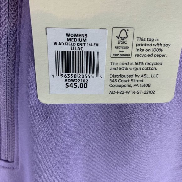 Alpine Design Shirt Lilac Womens Medium Purple Thumbhole Field Knit 1/4 Zip 7103 - Picture 3 of 8